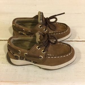 Sperry Topsiders cheetah print baby girl 6M